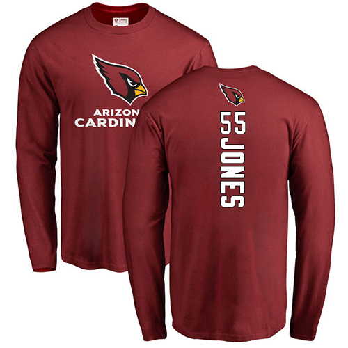 Arizona Cardinals Men Maroon Chandler Jones Backer NFL Football #55 Long Sleeve T Shirt